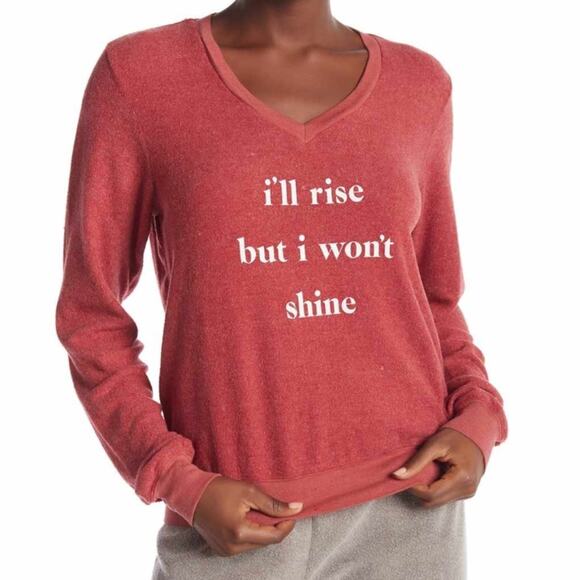 Wildfox Tops - Wildfox red white baggy beach jumper I'll rise but I won't shine XS NWOT